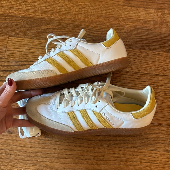 Adidas Samba OG "SPORTY & RICH - White Bold Gold" sneakers size US 6 - Picture 6 of 11